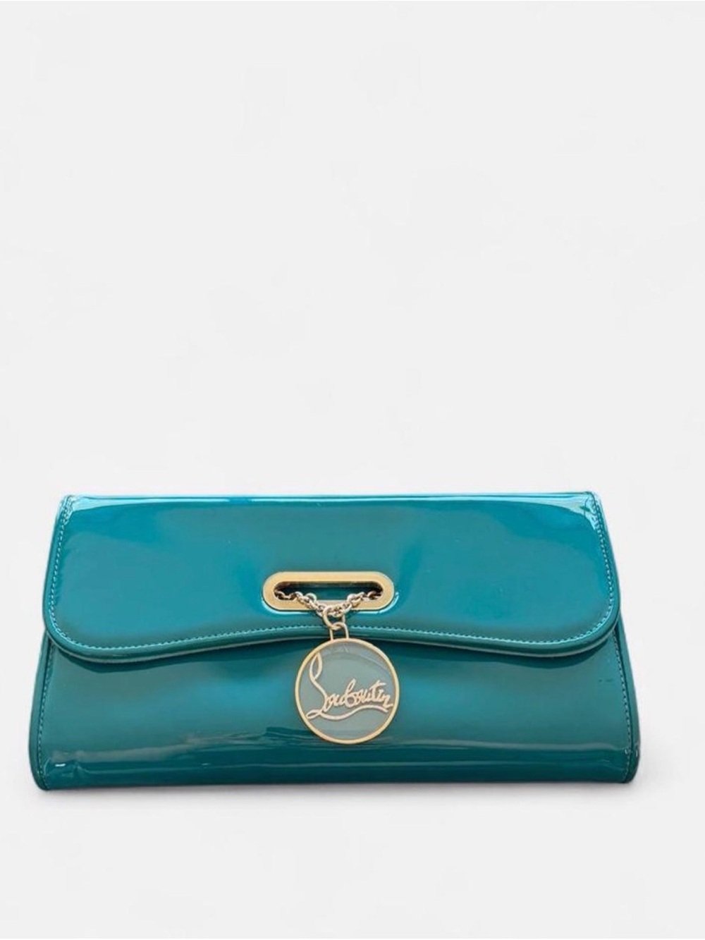 Christian Louboutin Riviera Patent Leather Clutch – Turquoise